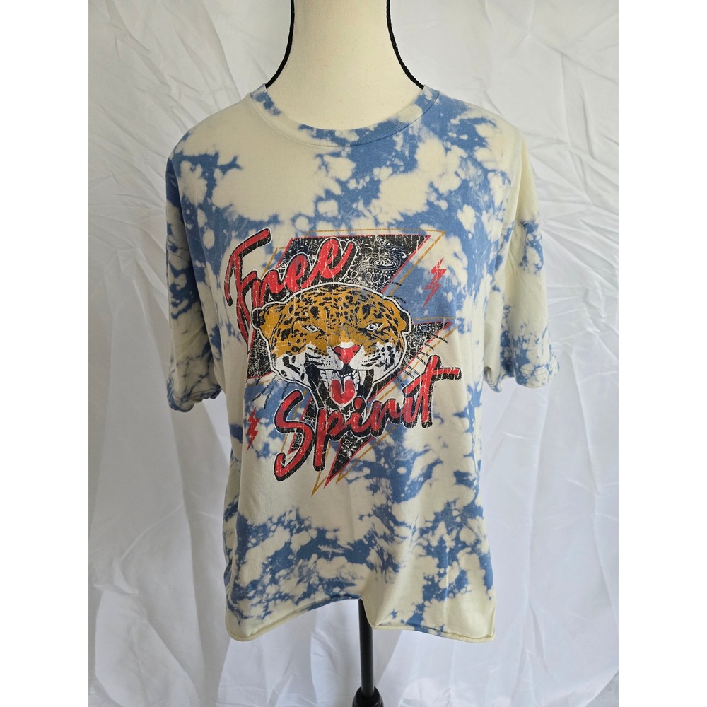 Sweet Claire‎ Tie Dye Cheetah "Free Spirit" Graphic T Shirt Women's XL